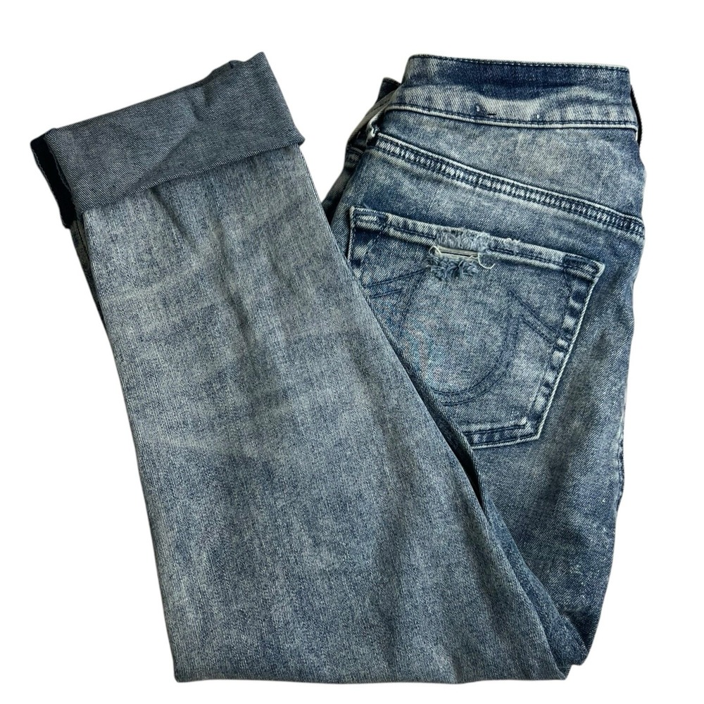 True Religion Womens 26 Two Tone Halle High Rise Supper Skinny Capri‎ Jeans
